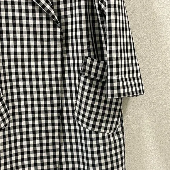 (NEW) BLACK TAPE Long Line Coat Buffalo Check Long Sleeve Oversize, B & W - XL - Picture 4 of 8